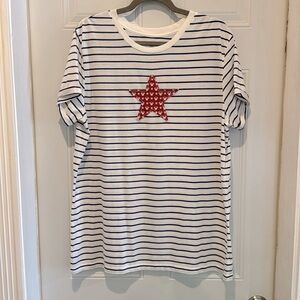 Disney Parks Minnie Mouse Red Star Striped T-Shirt Women's Size XXL- EUC